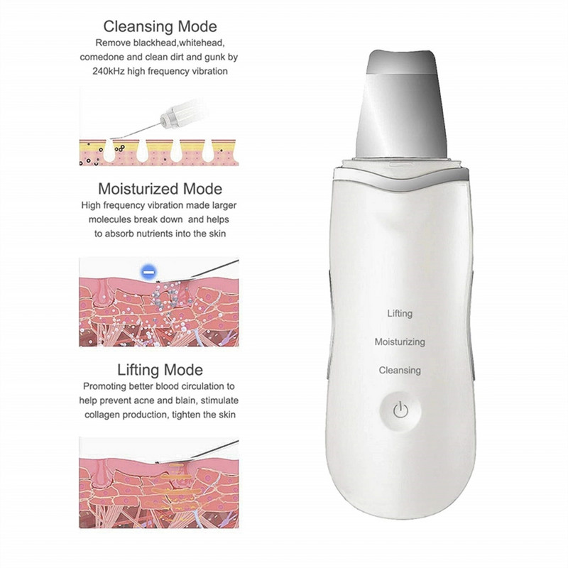 Ultrahangos bőrradír mély arctisztító gép peeling lapát arc pórustisztító arcbőrradír lifting gép