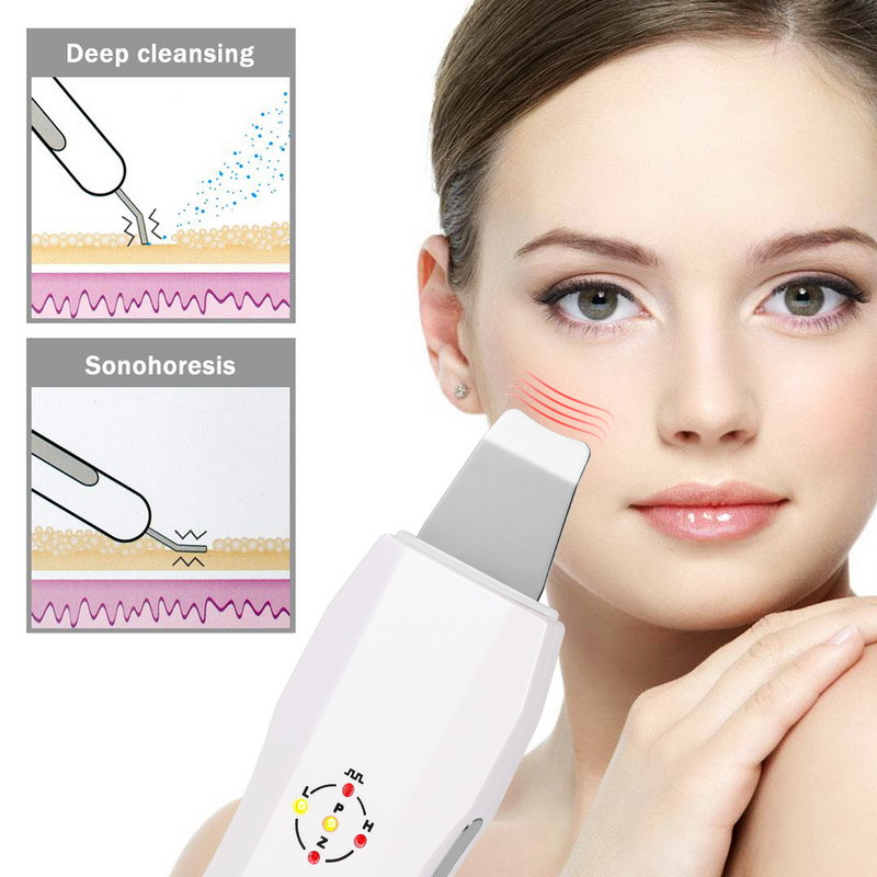 Ultrahangos tisztító masszírozó peeling lapát Ultrahangos arcbőrradír akne mitesszer eltávolító bőrápoló eszköz