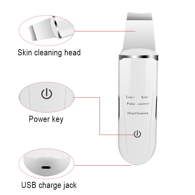 Skin Scrubber Facial Skin Scrubber Electric SPA Gyengéd mitesszer eltávolító Ultrahangos arctisztító spatula arc lifting masszírozó