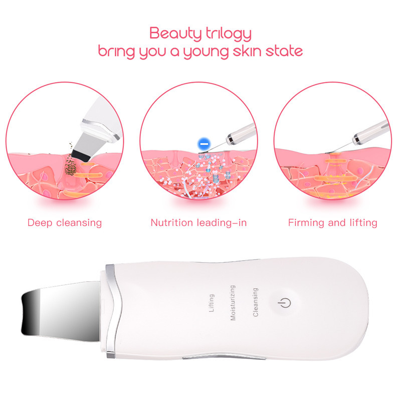 Újratölthető ultrahangos arcbőrradír arctisztító peeling vibrációs mitesszer eltávolító hámlasztó pórustisztító eszközök