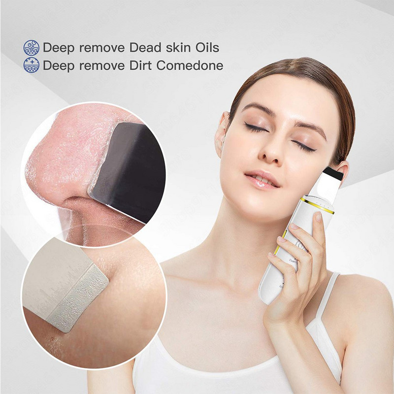 Ultrahangos bőrradír vibrációs arc spatula mitesszer eltávolító arcradír lapát Tiszta kavitációs peeling arc lifting
