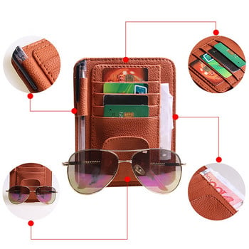 Card Sun Visor Card Pen Bill Organizer Universal Auto Δερμάτινη θήκη κάρτας Glasses Storage Organizer