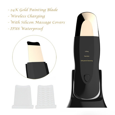 Scrubber cu ultrasunete pentru piele Îndepărtarea punctelor negre Dispozitiv de curățare a feței Scrubber facial cu ioni Peeling cu ultrasunete Mașină de curățat Vibrații