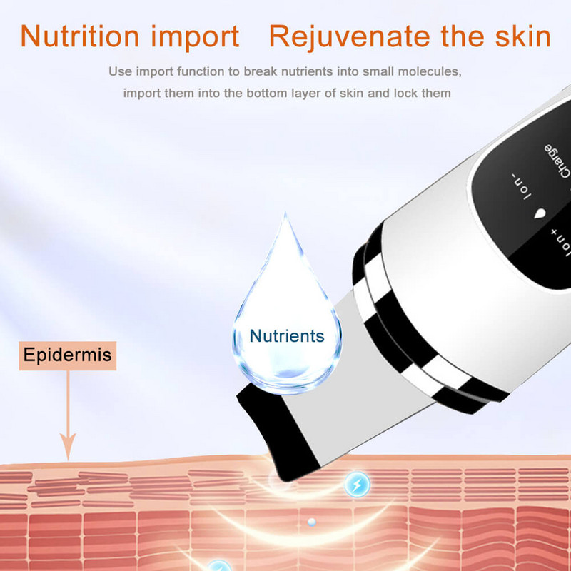Ultrahangos arcbőrradír nagyfrekvenciás vibrációs arc spatula tisztítás pórusos szennyeződés eltávolítása mitesszer peeling lifting eszköz