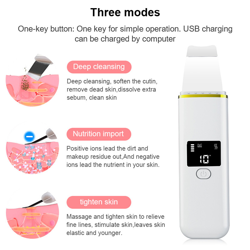 LCD ultrahangos bőrradír mélytisztító akne mitesszer eltávolító EMS peeling kavitációs arcmasszírozó bőrfiatalítás