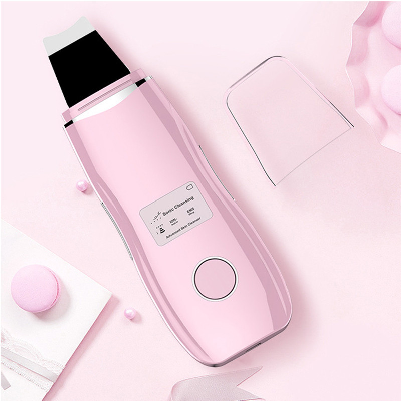 Ultrahangos bőrradír LCD képernyő Arctisztító Lifting Spatula Ion Akne Mitesszer eltávolító Peeling EMS Arcmasszázs