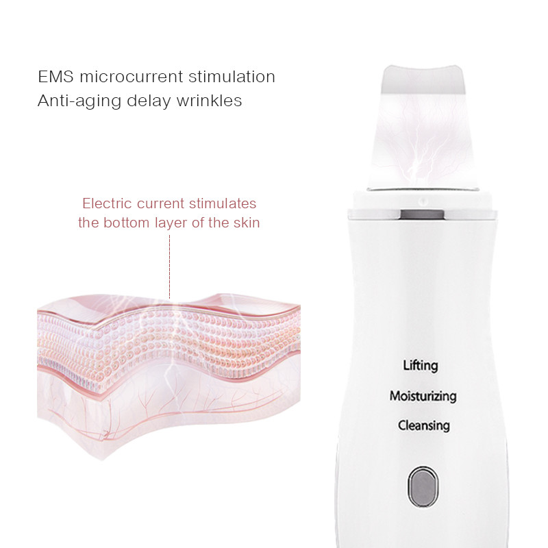Ultrahangos bőrradír vibrációs arc spatula mitesszer eltávolító arcradír lapát Clean kavitációs peeling gép 45G