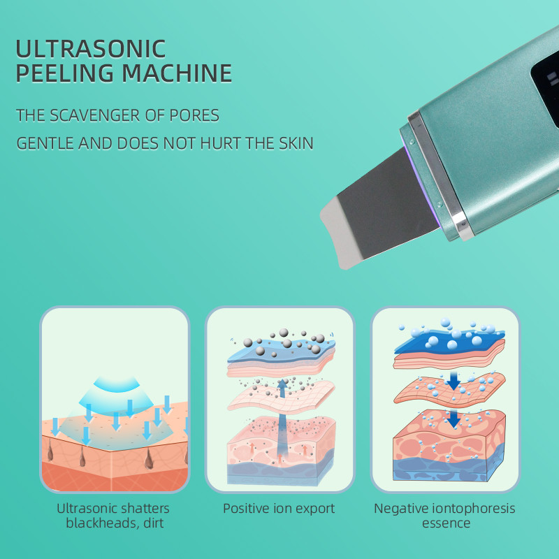 Ultrahangos bőrradír vibrációs arc professzionális spatula mitesszer eltávolító lapát tisztító kavitációs peeling arc lifting
