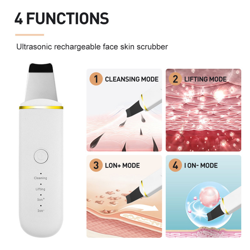 Ultrahangos arcbőrradír arctisztító gép akne mitesszer eltávolító peeling lapát tisztító arcmasszírozó bőrápoló
