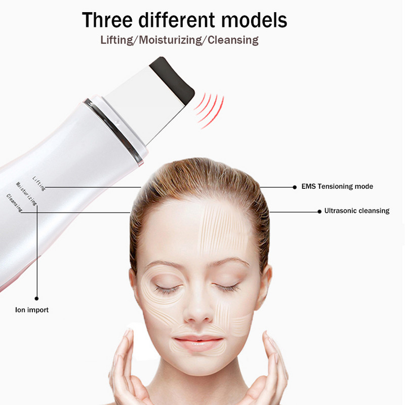 Επαγγελματικό υπερηχητικό καθαριστικό δέρματος προσώπου Deep Face Cleaning Face Scrubber Machine Demoval Facial Cleaner Tools