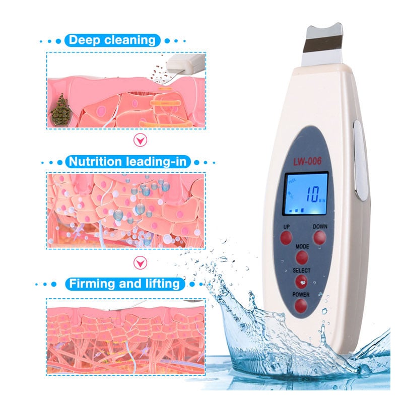 Ultrahangos bőrradír Mély arctisztító készülék Akne eltávolítása Galvános arc lifting ultrahangos mitesszer peeling pórusok tisztítása