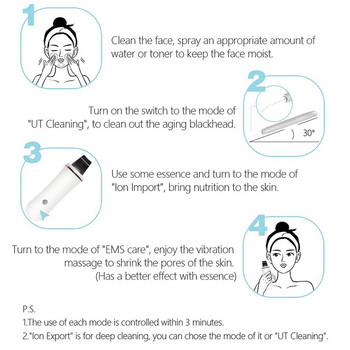 Υπερήχων Peeling Shovel Spatula Scrubber Ion Deep Facial Clean Removal Pore Cleaner Face Lift Beauty Machine