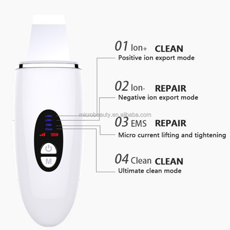 Υπερηχητικό Skin Scrubber Remover Blackhead Καθαριστικό προσώπου Peeling Shovel Face Lifting Tool EMS Spatula Deep Cleansing