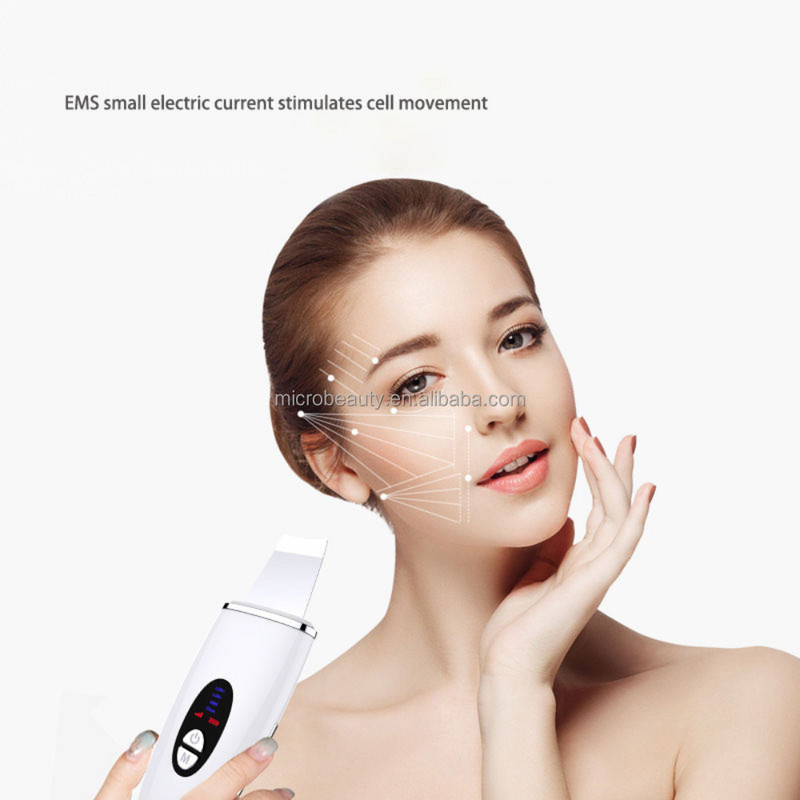 Υπερηχητικό Skin Scrubber Remover Blackhead Καθαριστικό προσώπου Peeling Shovel Face Lifting Tool EMS Spatula Deep Cleansing