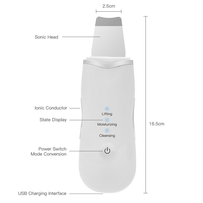 Ultrahangos bőrradír Vibrációs arcradír lapát Mitesszer eltávolító ion Mélytisztító Peeling arc lifting szépségápolási eszközök