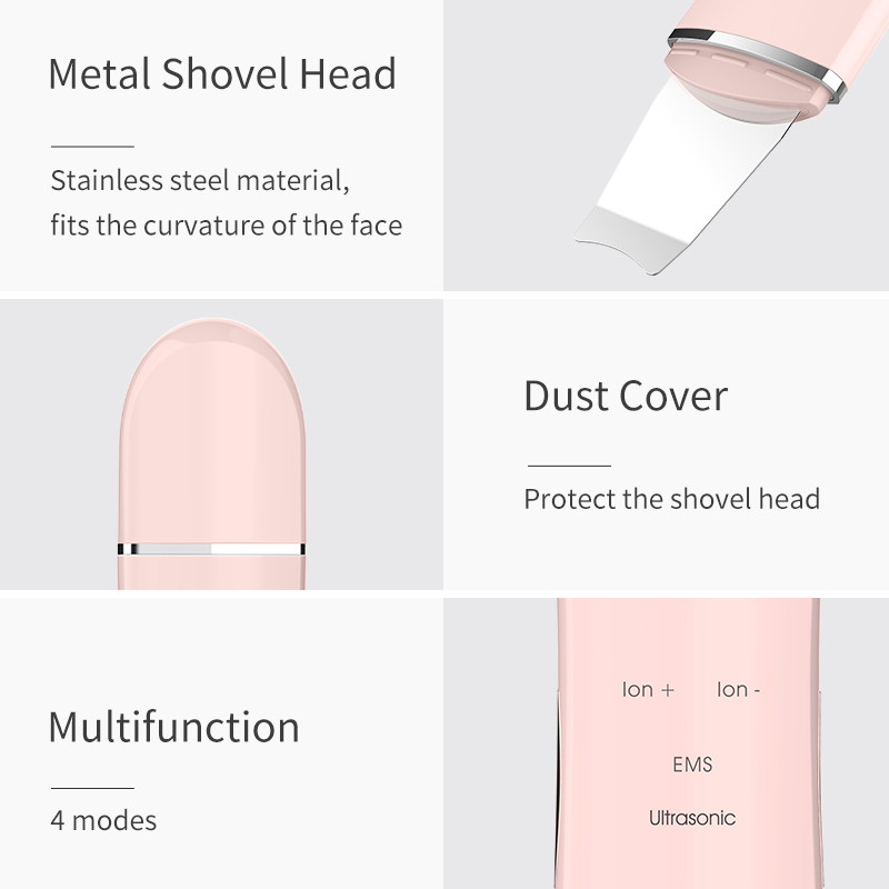 Ultrasonic Skin Scrubber Deep Face Cleaning Machine Peeling Shovel Facial Pore Cleaner Face Skin Scrubber Lift Machine