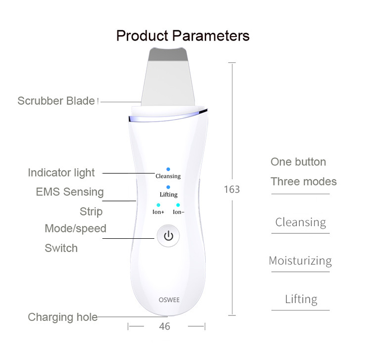 Ultrahangos bőrradír peeling lapát Kék világos bőrápoló mély arctisztító arc lifting gép nano arcpermetező