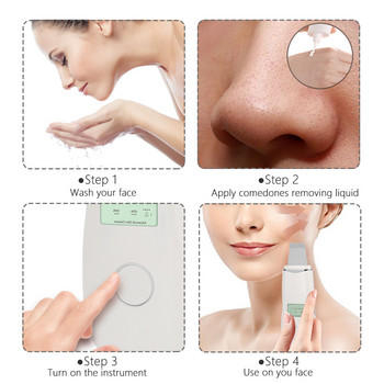 Pro Ultrasonic Facial Skin Scrubber Οθόνη LCD Ion EMS Therapy Face Rejuvenation Cleaner Εργαλείο καθαρισμού δέρματος για μαύρα στίγματα ακμής Cleaning