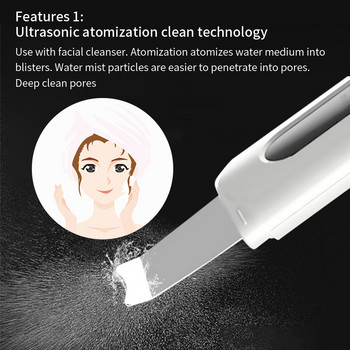 Καθαριστικό καθαριστικό δέρματος προσώπου με υπερήχους Καθαριστικό καθαριστικό για μαύρα στίγματα από ακμή Πίλινγκ καθαριστικό φτυαριών EMS Facial massager Import Promote