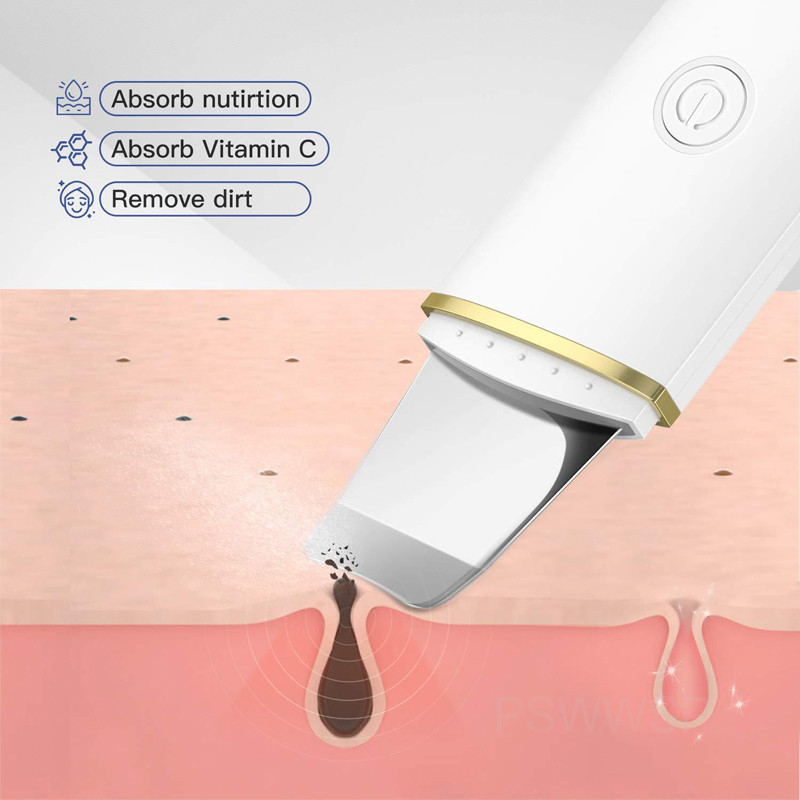 Ultrahangos bőrradír vibrációs arc spatula mitesszer eltávolító arcradír lapát Kavitációs peeling arc lifting eszköz