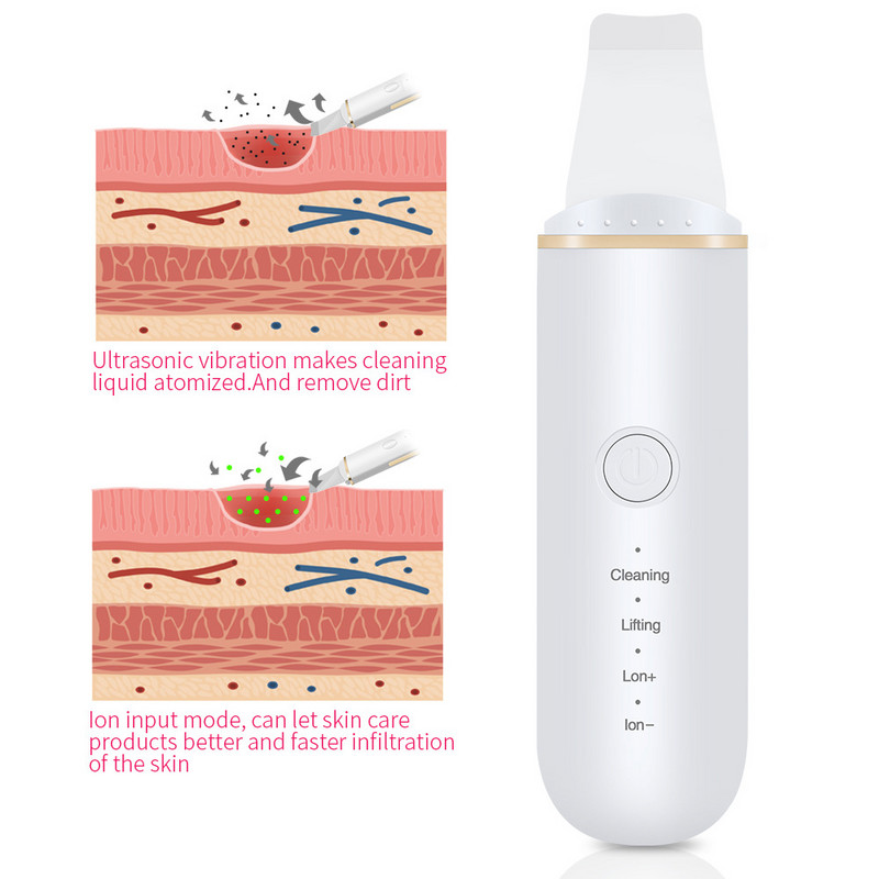 Ultrahangos arcradír pórustisztító ion lift bőrradír akne mitesszer eltávolító peeling spatula mély bőrtisztító gép