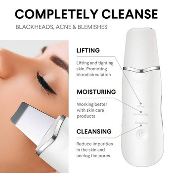 Beauty Ultrasonic Skin Scrubber with RF Facial Massager Ανύψωση προσώπου Εργαλεία περιποίησης δέρματος προσώπου Καθαριστικό για πόρους Αφαίρεση μαύρων στιγμάτων ακμής