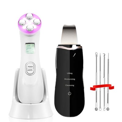Beauty Ultrahangos bőrradír RF arcmasszírozóval Arc lifting Arcbőrápoló eszközök Pórustisztító Távolítsa el a mitesszer akne