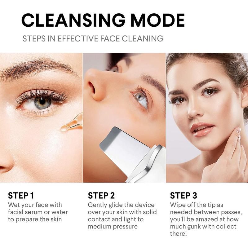 Beauty Ultrahangos bőrradír RF arcmasszírozóval Arc lifting Arcbőrápoló eszközök Pórustisztító Távolítsa el a mitesszer akne