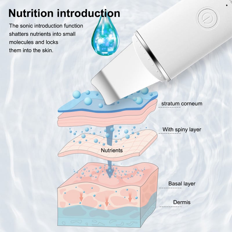 Skin Scrubber Pulse DIY mélytisztító arc spatula szalon súroló elektronikus mitesszer eltávolító gép 2 fejjel