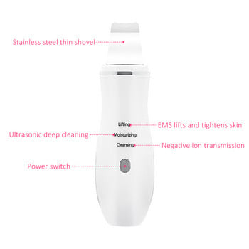 Ultrasonic Skin Scrubber Black Head Deep Remover Negative Ion Spot Spatula Cleaner Anti Acne Ηλεκτρικό μηχάνημα καθαρισμού προσώπου F30