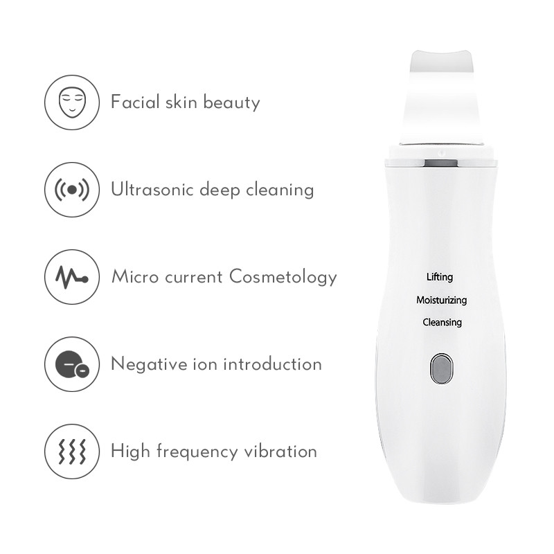 Ultrahangos bőrradír Black Head Deep Remover negatív ionfolt spatula tisztító akne elleni elektromos arctisztító gép F30