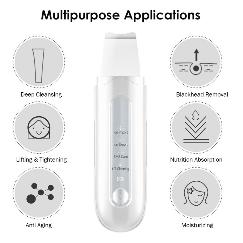 Ultrahangos Bőrradír Vibrációs Arc Spatula Mitesszer eltávolító Lapát Tiszta Kavitációs Peeling Arc Lifting Bőrtisztítás