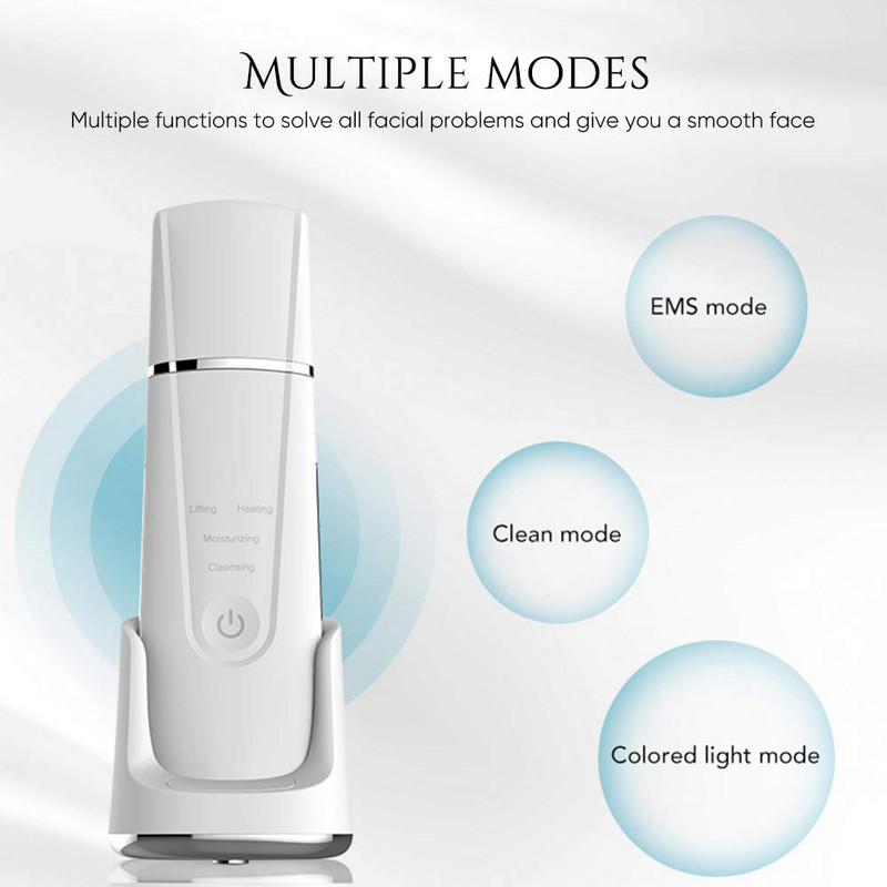 Ultrahangos tisztító 45°C hő Ultrahangos bőrradír Mély arctisztító gép Lapátos Bőrápoló Face Lift Peeling Arckezelés