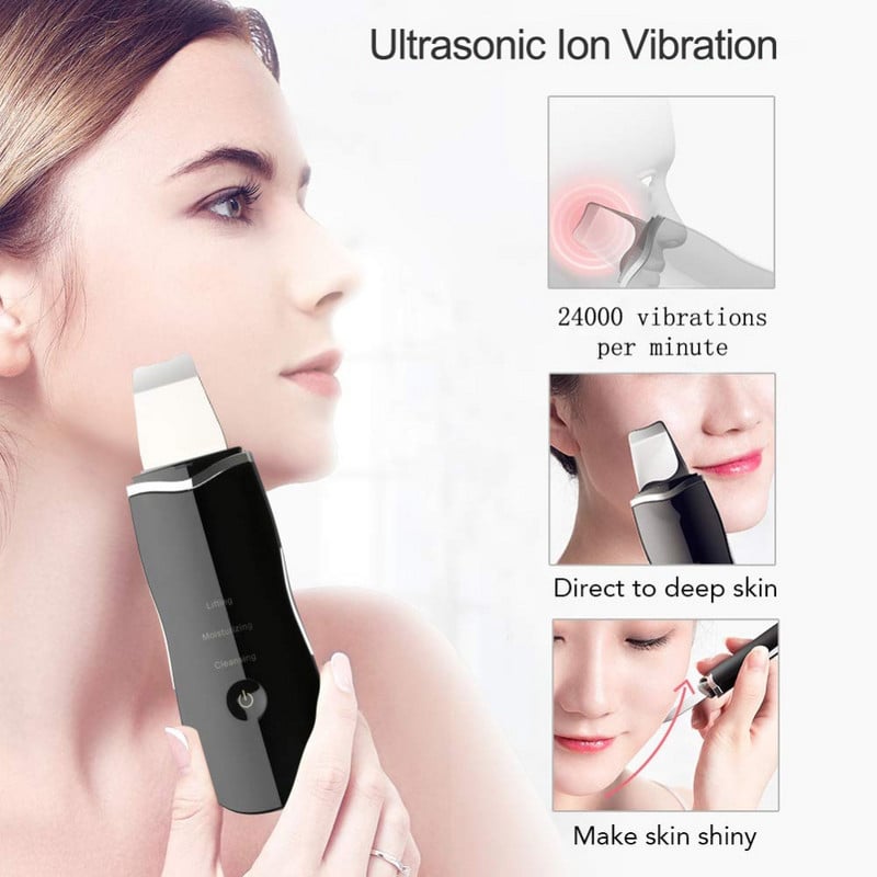 6 az 1-ben ultrahangos bőrradír vibrációs arc spatula mitesszer eltávolító mélytisztító lapátos peeling arc lifting