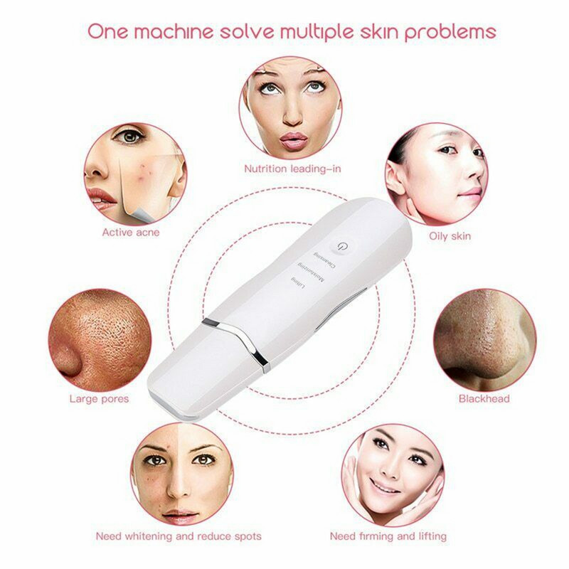 6 az 1-ben ultrahangos bőrradír vibrációs arc spatula mitesszer eltávolító mélytisztító lapátos peeling arc lifting