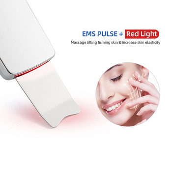 6-ΣΕ-1 Facial Skin Scrubber Red&Blue LED Photon Therapy EMS Ultrasonic Pore Deep Cleaner Peeling Φτυάρι απολέπισης μαύρων στιγμάτων