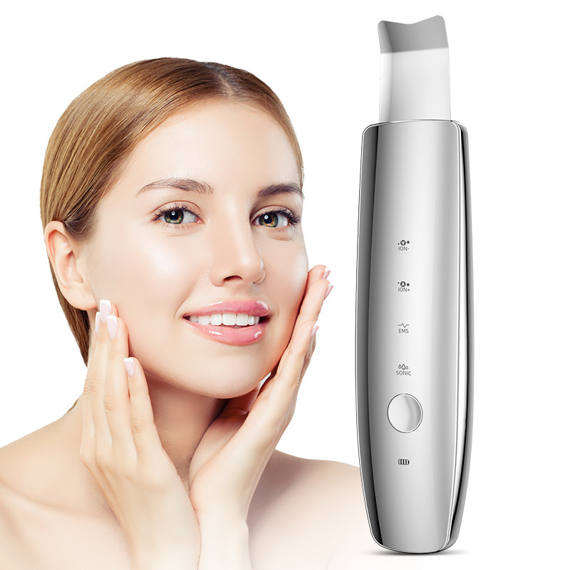 Skin Scrubber Facial Led Ultrahangos Arctisztító Sonic Peeler Bőrradír Kék és Piros Világos Mitesszer kaparó