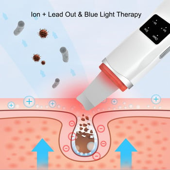 Ултразвукова светлинна терапия Скрубер за кожа LED Photon Ion Дълбоко почистване на лице Вибрационен лифтинг Премахване на черни точки Инструмент за грижа за лицето