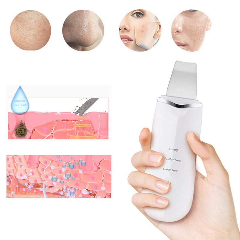 upgrad Ultrahangos Vibrate Deep Arctisztító Bőrradír Mitesszer eltávolító Ráncok csökkentése Arc lifting peeling eszköz