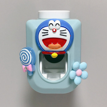Карикатура Автоматичен дозатор за паста за зъби Изстисквачка Монтиране на стена Поставка за четка за зъби Поставка за съхранение Комплект аксесоари за баня