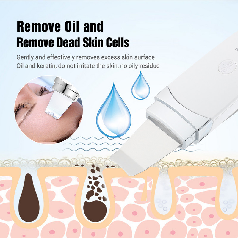 EMS ultrahangos bőrradír vibrációs arc spatula peeling lapát ion akne mitesszer eltávolító tiszta kavitációs arcmasszírozó