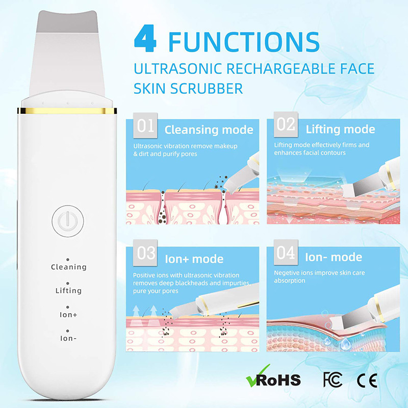 Ultrahangos bőrradír mély arctisztító gép peeling lapát arc pórusos mitesszer tisztító arcbőrradír lifting gép