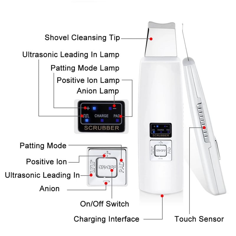 Ultrahangos bőrradír tisztító arctisztító akne eltávolítása arcmasszírozó ultrahangos peeling Clean Tone lifting