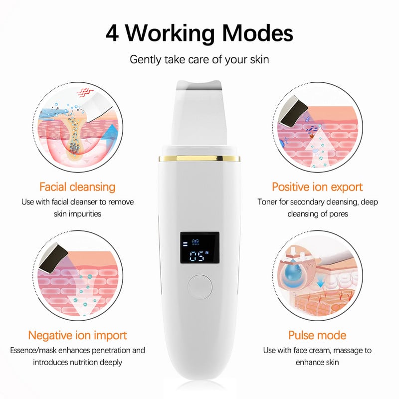 Ultrahangos bőrradír mély arctisztító gép peeling lapát arc pórustisztító arcbőrradír lifting gép