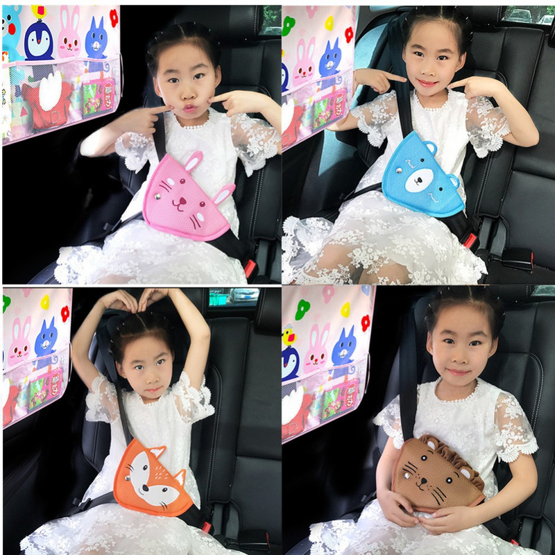 Cu desene animate drăguț centură de siguranță pentru mașină de reglare triunghiulară, centură de siguranță pentru mașină, respirabilă, pentru ajustarea capacului dispozitivului, stilul mașinii, pentru bebeluși, pentru copii.