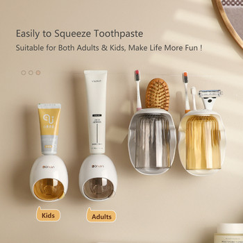 Αυτόματη συσκευή διανομής οδοντόκρεμας Αξεσουάρ μπάνιου Επιτοίχια βάση οδοντόκρεμας στίφτης οδοντόκρεμας για μπάνιο χονδρική