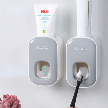 Автоматичен дозатор за паста за зъби Прахоустойчив държач за четка за зъби Поставка за стенен монтаж Комплект аксесоари за баня Изстисквачка за паста за зъби