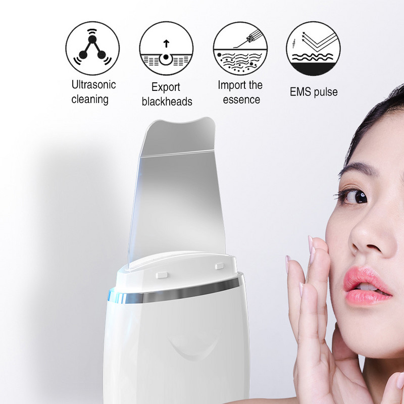 Új ultrahangos bőrradír Vibrációs arc spatula mitesszer eltávolító lapát Clean Cavitatie peeling arc lifting smink eszközök