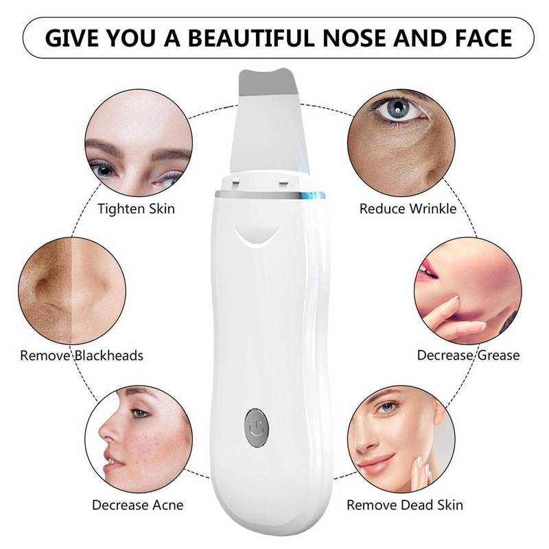 Új ultrahangos bőrradír Vibrációs arc spatula mitesszer eltávolító lapát Clean Cavitatie peeling arc lifting smink eszközök
