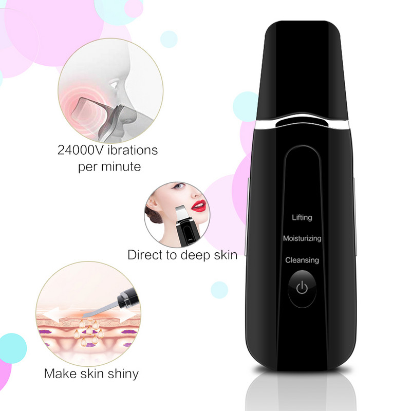 Ultrahangos bőrradír mélytisztítás peeling lapát kihúzó mitesszerek eltávolítása masszírozó arc lifting eszköz